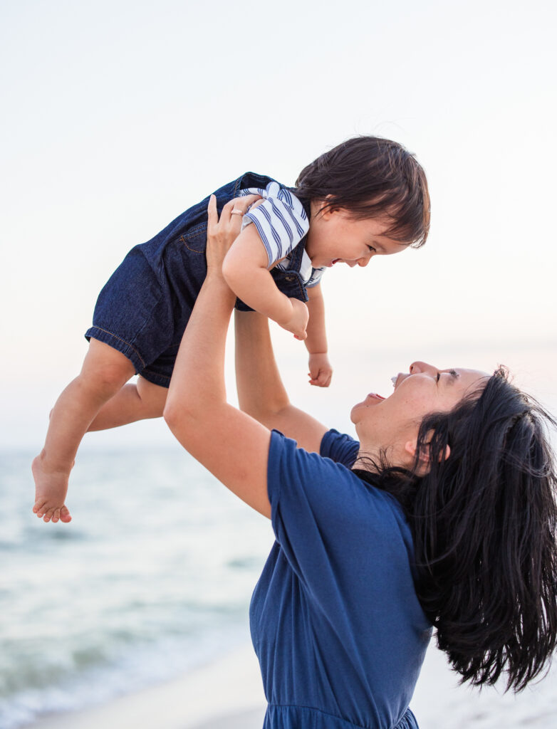 captured genuine and candid emotions Mom playing with her son  at Johnsons Beach Perdido Key Florida